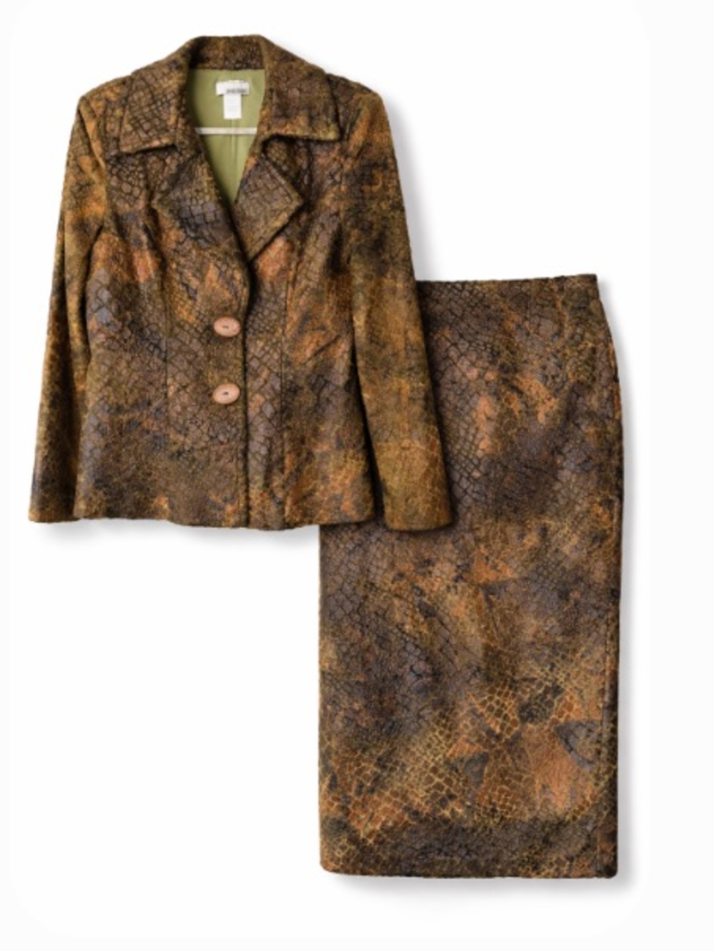 Design Today’s Vintage Snakeskin Pattern Velvet Burnout Two Piece Set